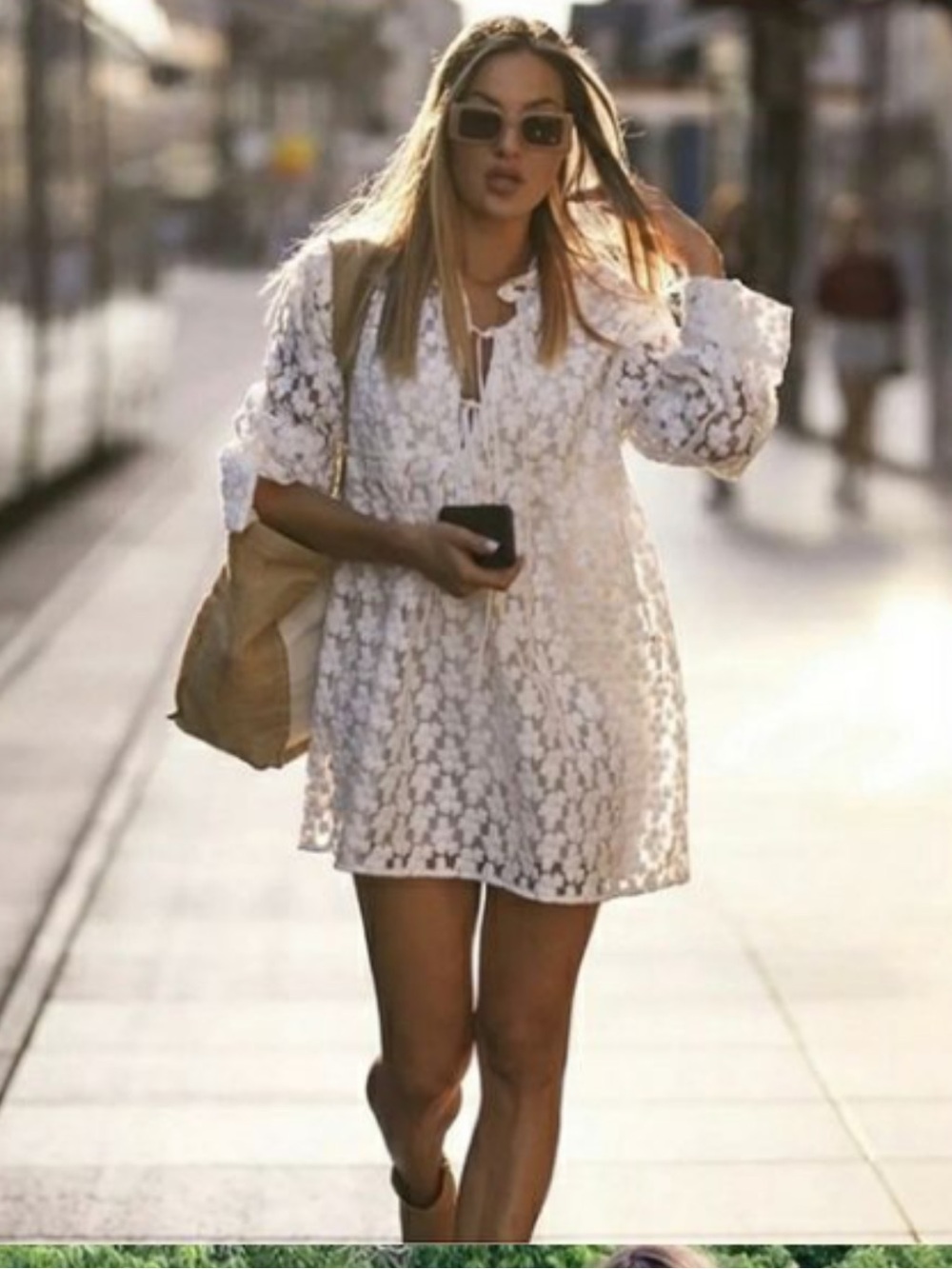 Zara white / Ivory Floral Lace babydoll heavy Tunic dress blogger fave M - Picture 3 of 16